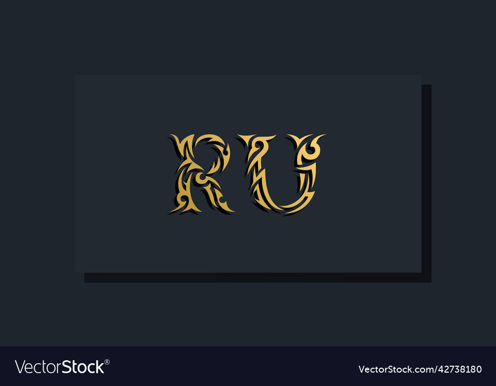 Luxury initial letters ru logo design Royalty Free Vector