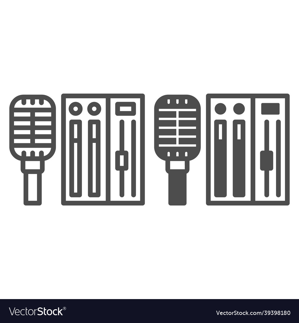 Microphone and sound controller line solid vector image Microphone and sound controller line solid