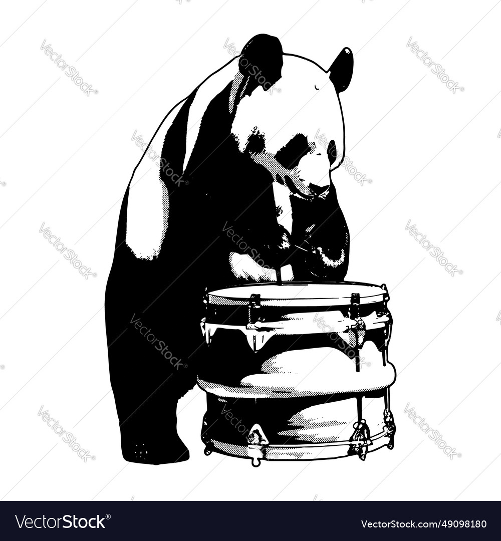 Panda silhouette in manga style on white