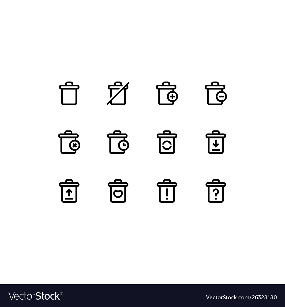 Set trashcan outline style icon