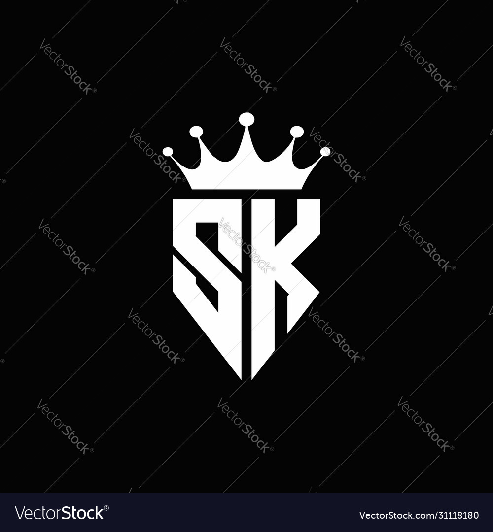 Sk logo monogram emblem style with crown shape Vector Image