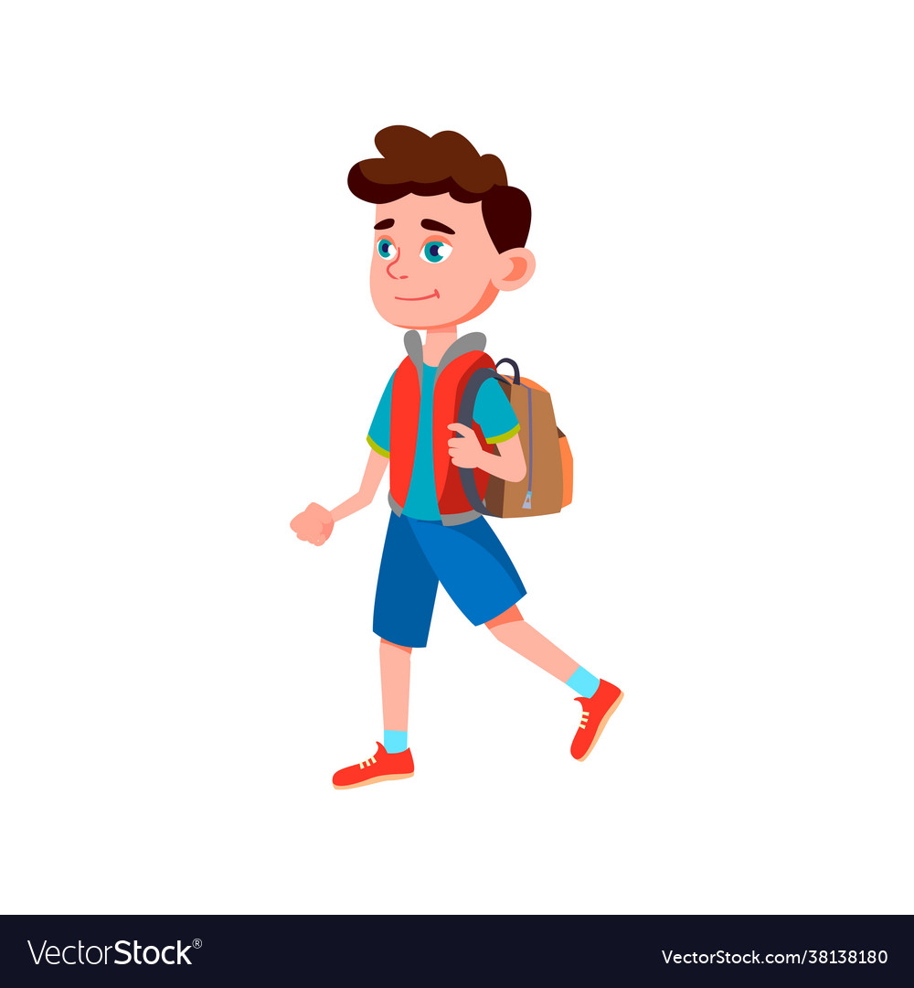 Smiling caucasian going from school with good Vector Image