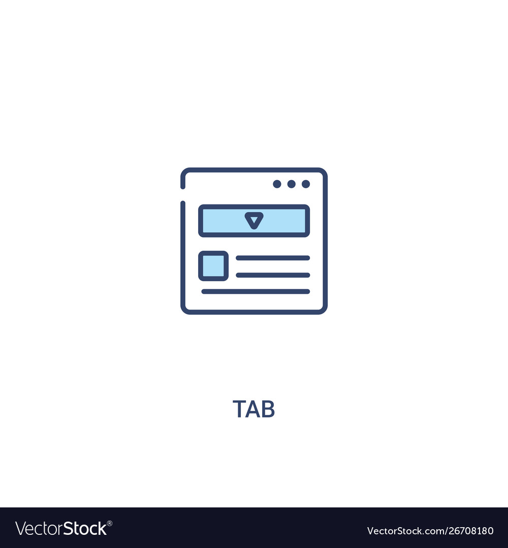 Tab concept 2 colored icon simple line element vector image Tab concept 2 colored icon simple line element