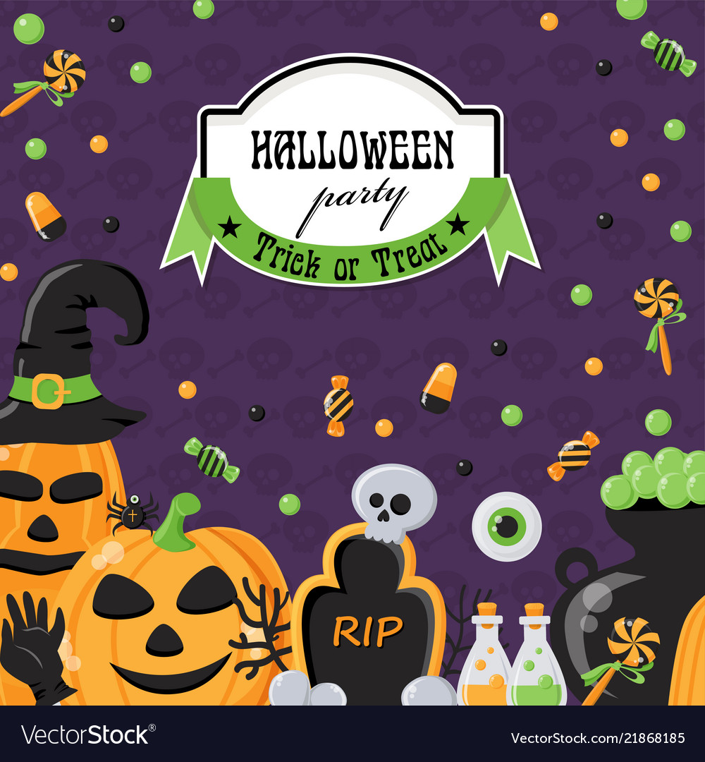 Background for halloween party with objects Vector Image Background for halloween party with objects