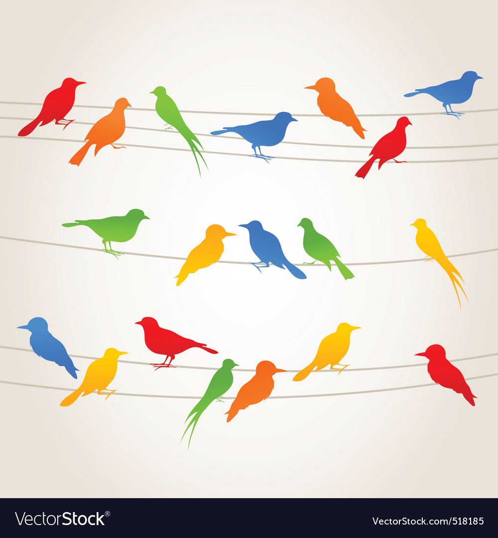 Birds on a wire Royalty Free Vector Image VectorStock