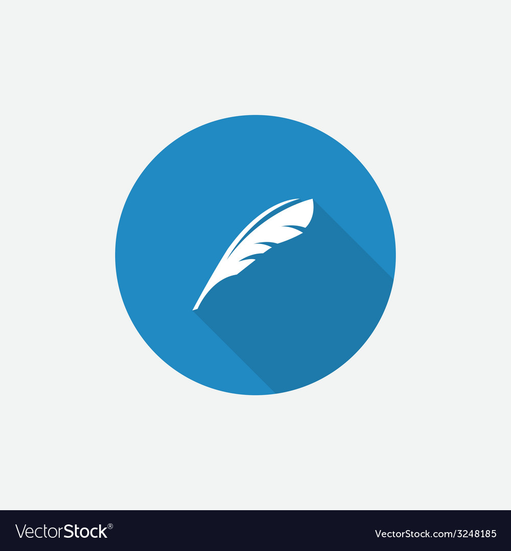 Blue Feather Icon mit langem Schatten