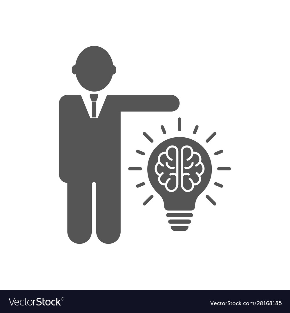 Businessman and idea lamp symbol Royalty Free Vector Image