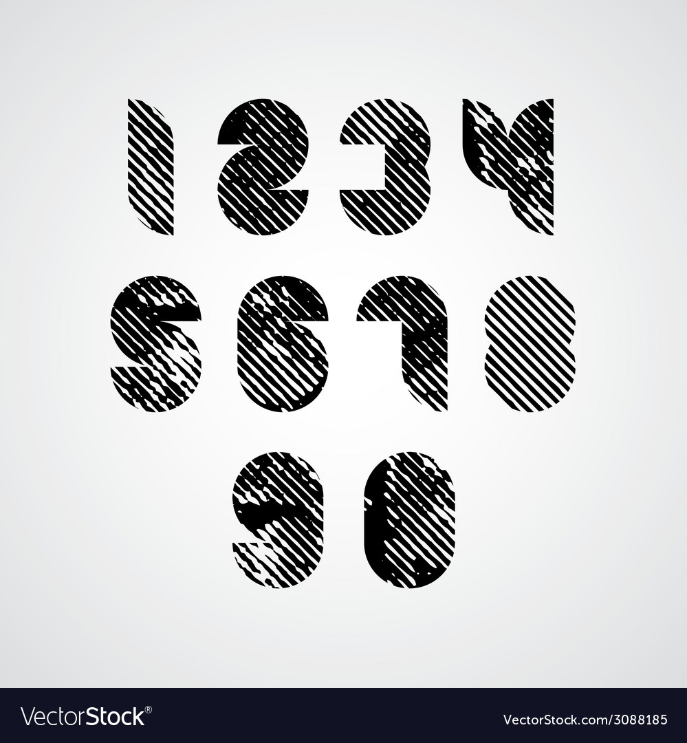 Digital modern style numbers with halftone lines
