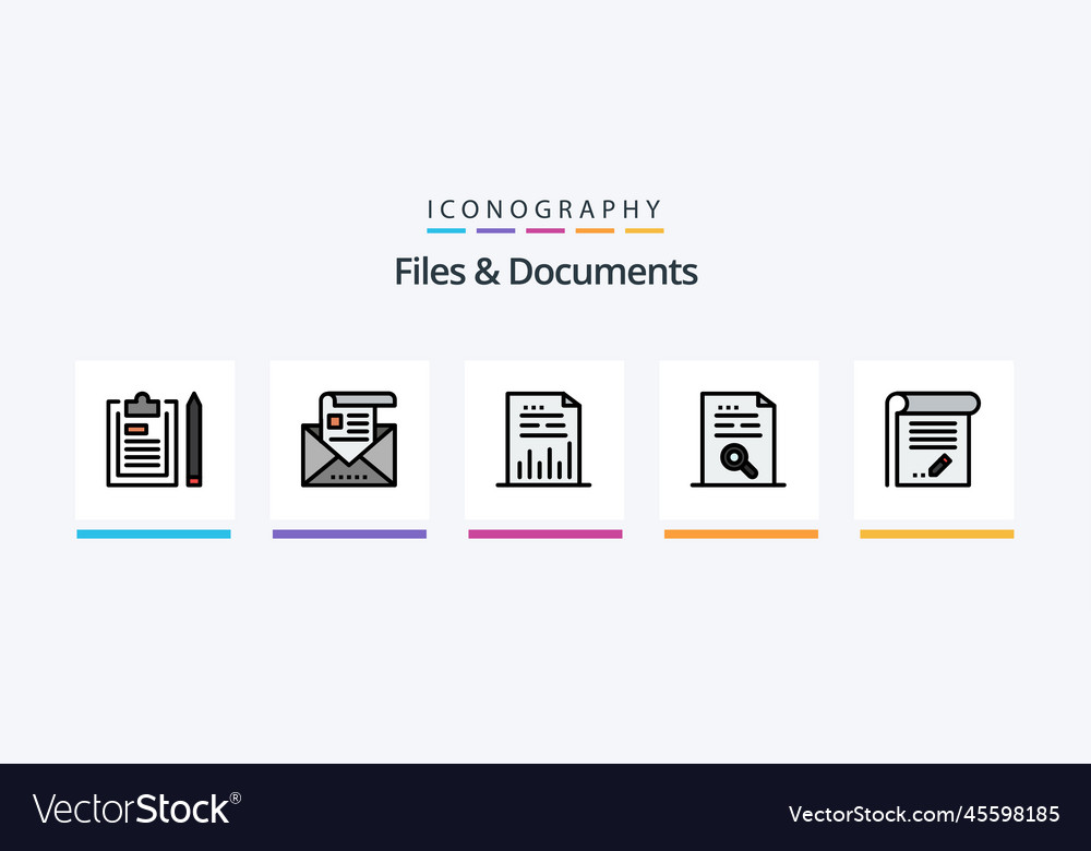Files and documents line filled 5 icon pack