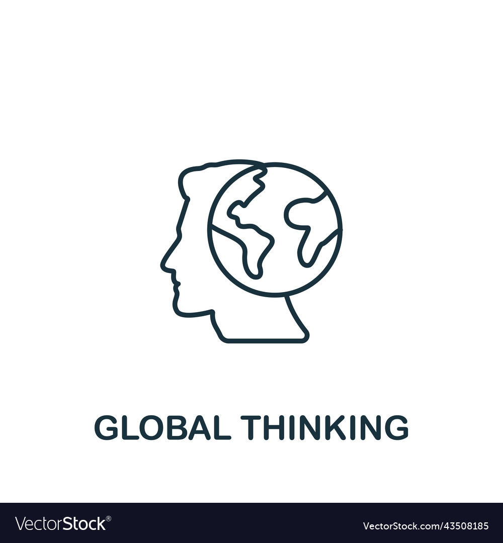 Global thinking icon monochrome simple brain