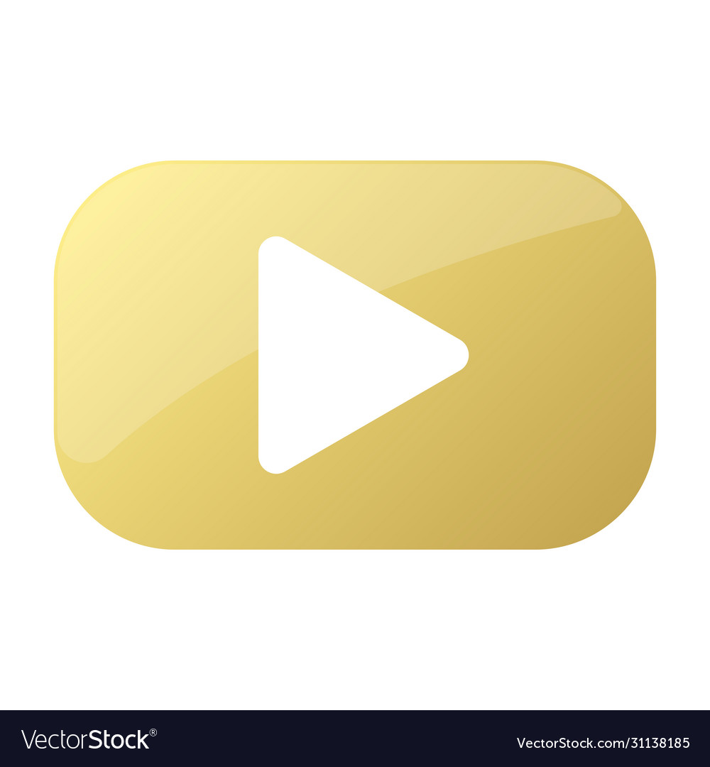 Golden button with play icon