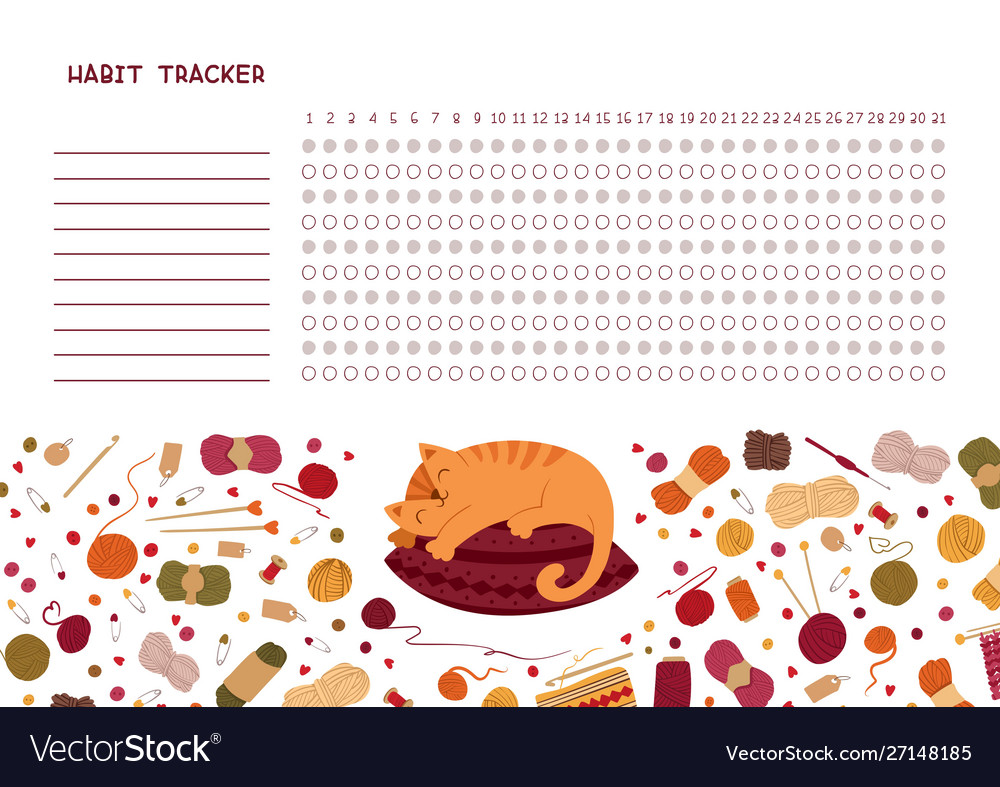 Habit tracker for month flat template knitting