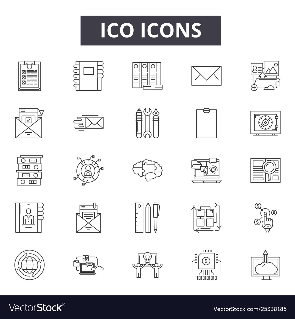 Ico concept line icons signs set linear Royalty Free Vector
