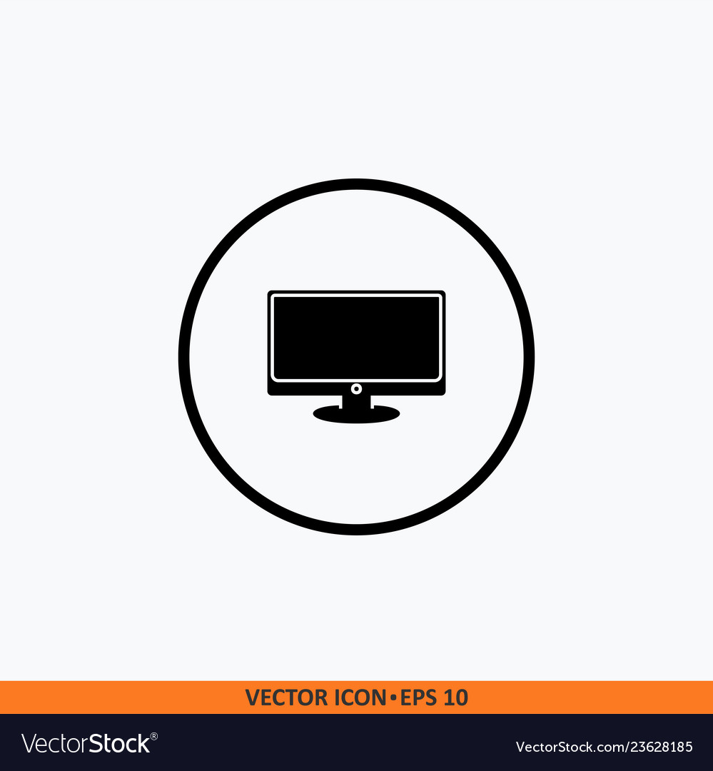 Monitor icon round button for your website vector image Monitor icon round button for your website