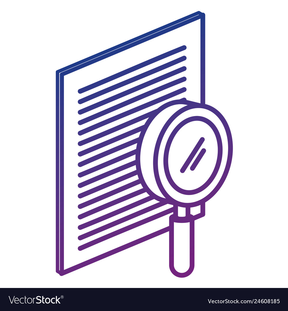 Paper document with magnifying glass isometric