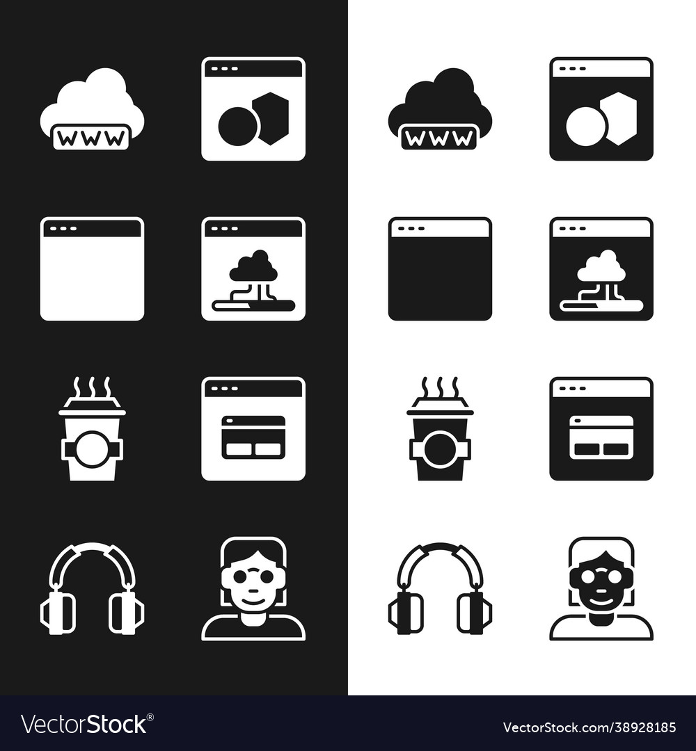 Set cloud technology data transfer browser window vector image Set cloud technology data transfer browser window