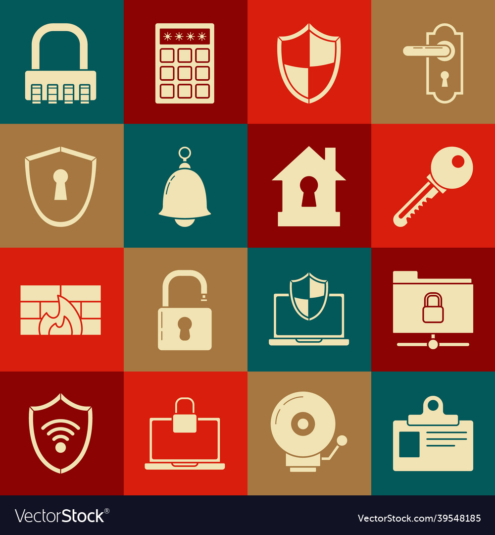 Set identification badge ftp folder and lock key vector image Set identification badge ftp folder and lock key