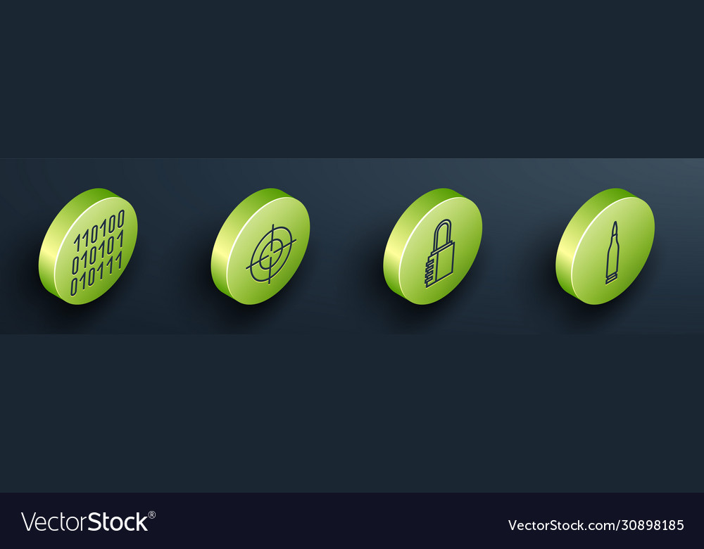 Set isometric binary code target sport safe vector image Set isometric binary code target sport safe