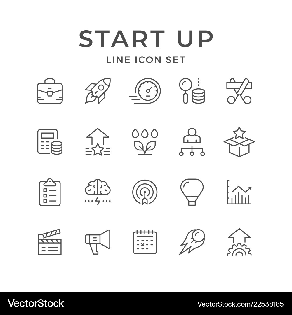 Set line icons start up Royalty Free Vector Image