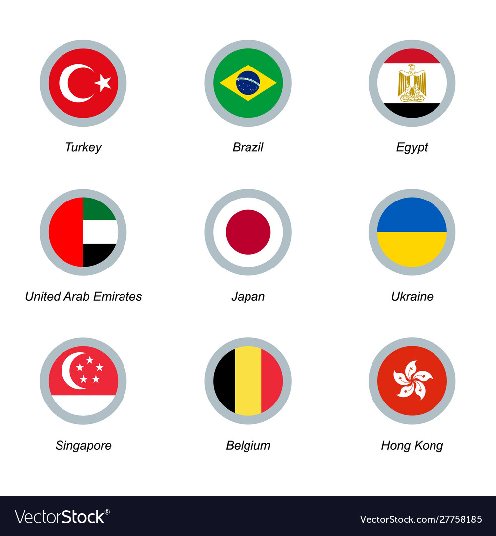 Set round icons with flags