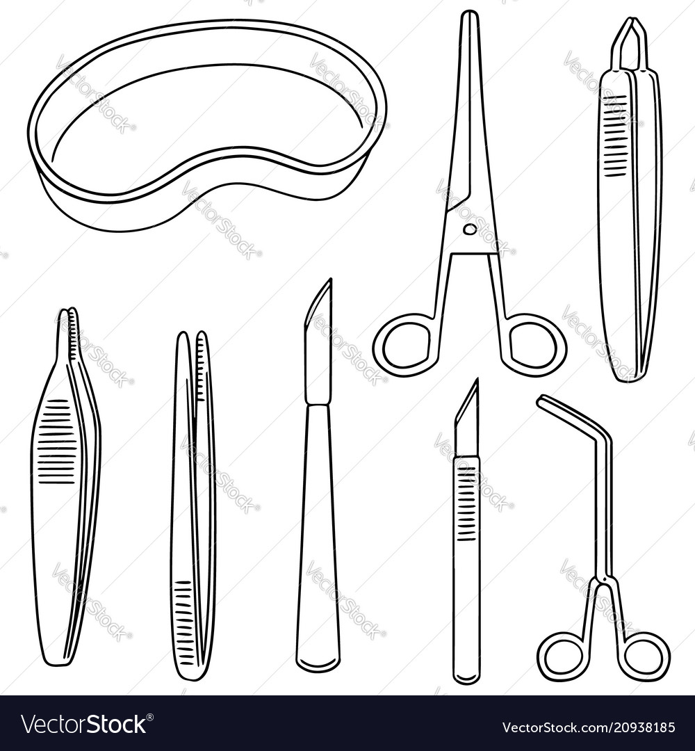 Set surgical instrument Royalty Free Vector Image