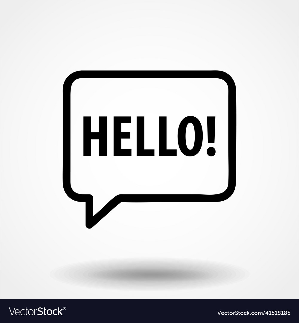 Speech bubble icon with text hello simple flat
