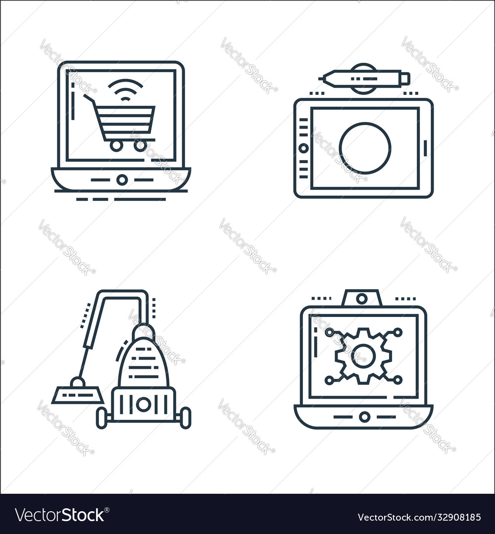 Technology devices line icons linear set quality Vector Image Technology devices line icons linear set quality
