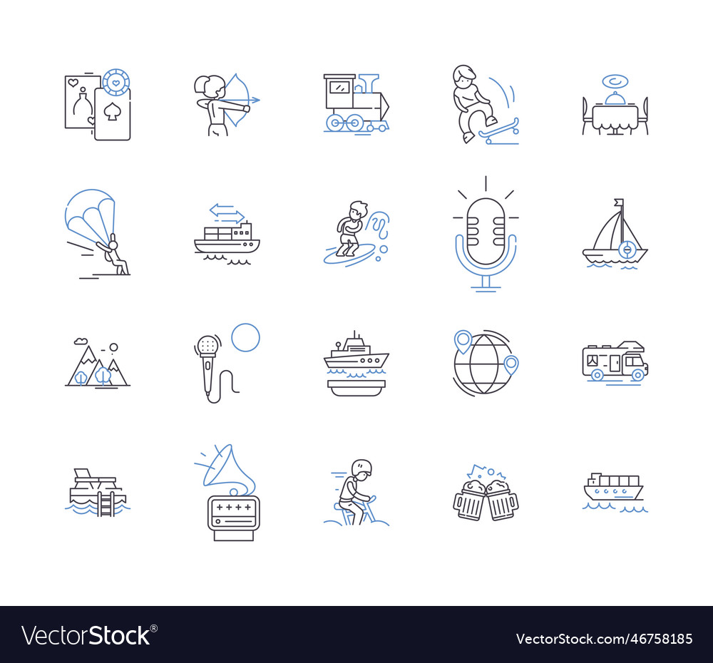 Travel and leisure outline icons collection