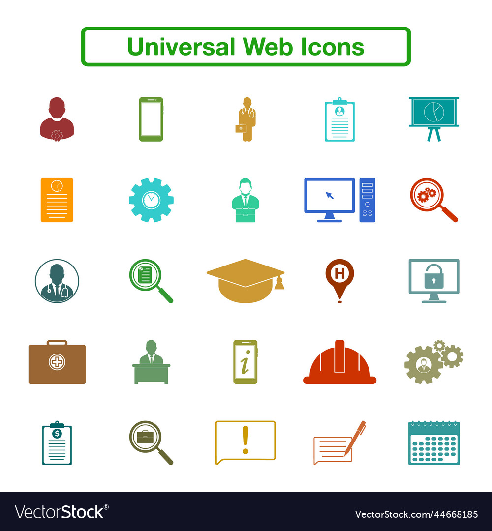 Universal web icon set flat style eps vector image Universal web icon set flat style eps