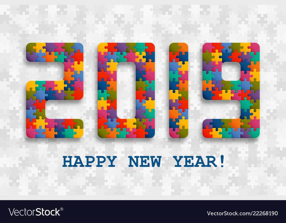 2019 jigsaw puzzle background with many colorful vector image 2019 jigsaw puzzle background with many colorful