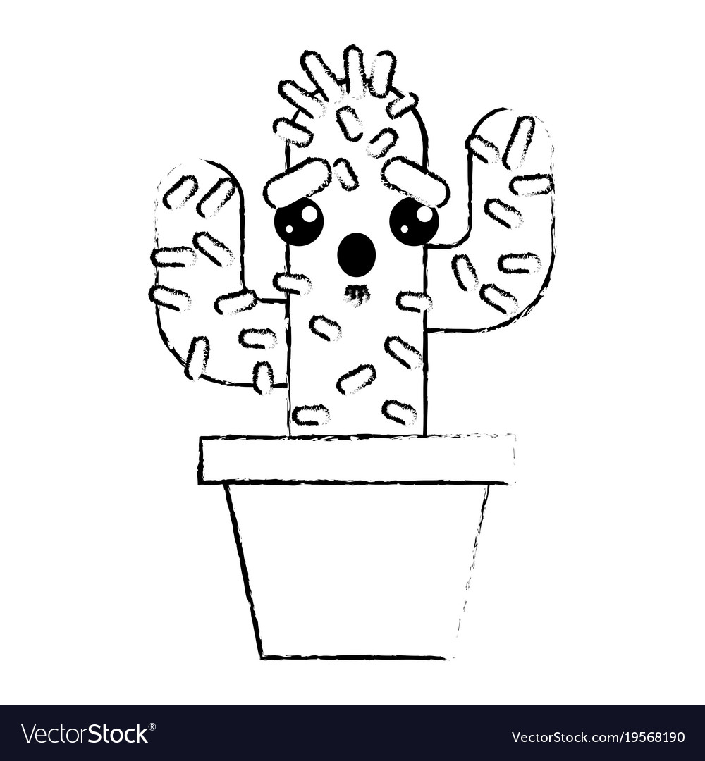 Cartoon potted cactus kawaii character