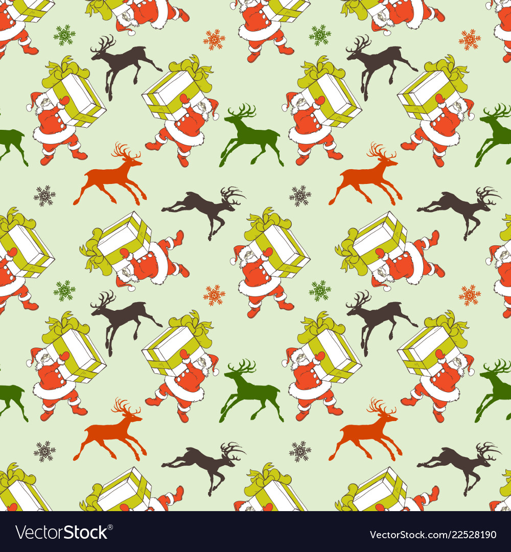 Christmas seamless pattern cartoon santa Vector Image