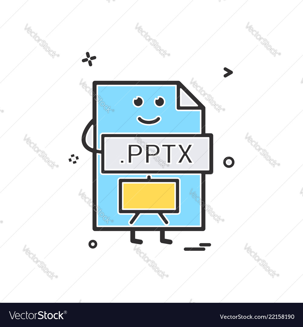 Computer pptx file format type icon design vector image Computer pptx file format type icon design