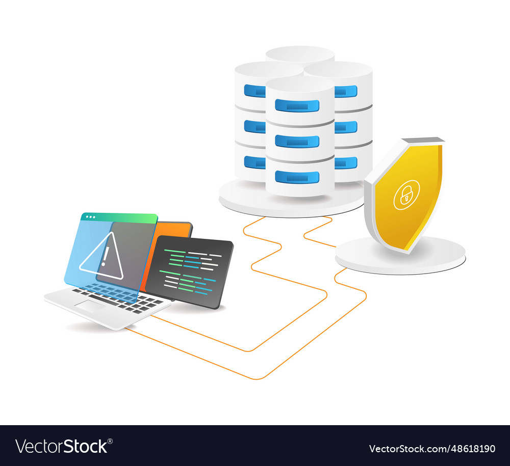Sicherheitswarnung des Datenbankservers vector image Sicherheitswarnung des Datenbankservers