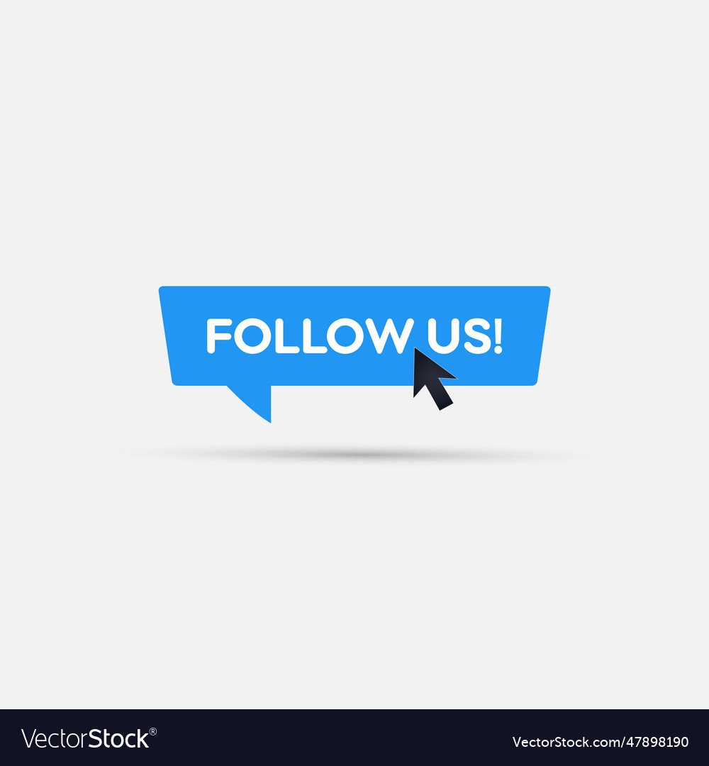 Follow us with cursor button icon in a flat Vector Image