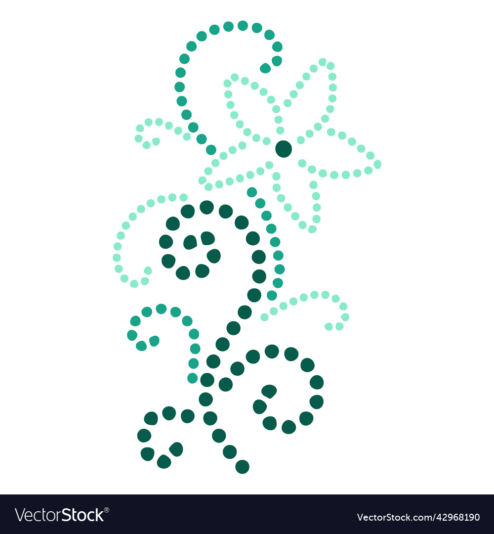 Green flower dotted ornament flat