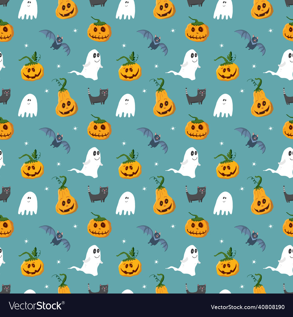 Halloween nahtlose Muster Design niedlich Cartoon vector image Halloween nahtlose Muster Design niedlich Cartoon