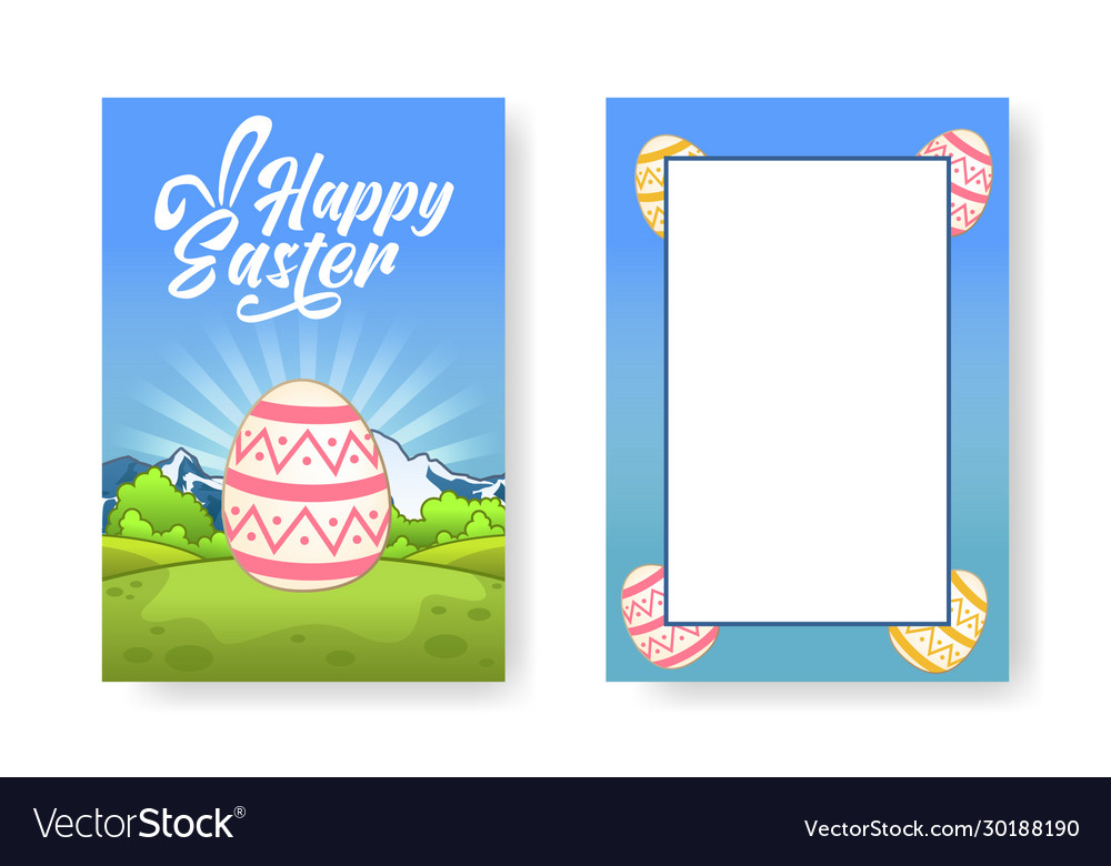 Happy easter greetings card with a big painted egg