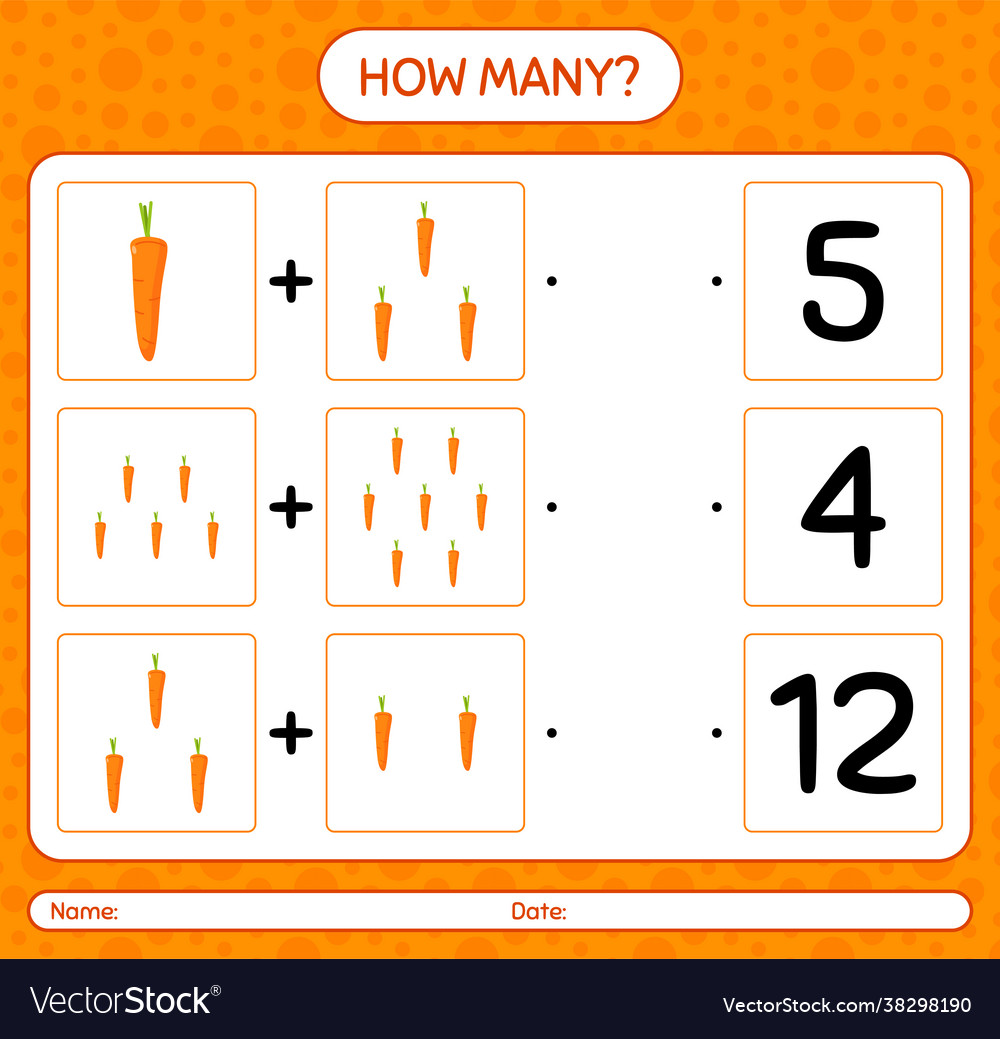How many counting game with carrot worksheet
