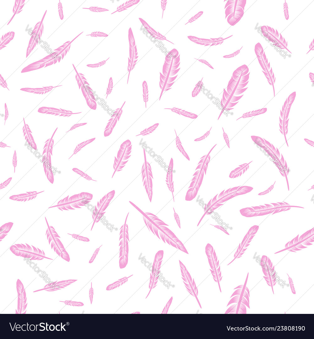 Pink feathers seamless pattern