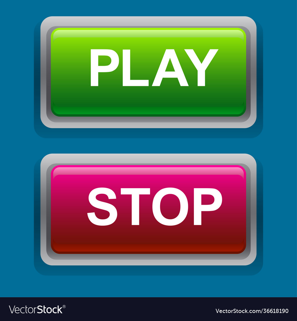 Play and stop button 3d design Royalty Free Vector Image