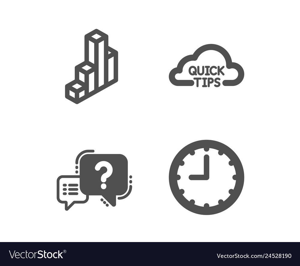 Quick tips question mark and 3d chart icons time