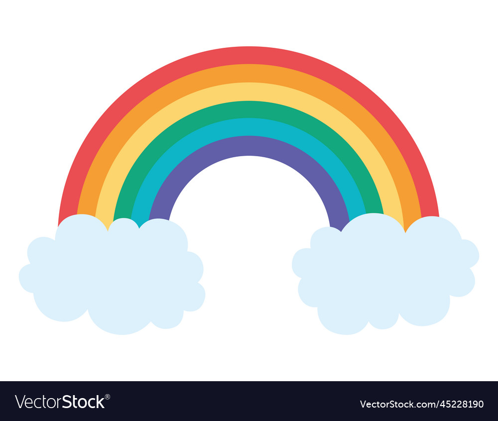 Rainbow with clouds Royalty Free Vector Image - VectorStock