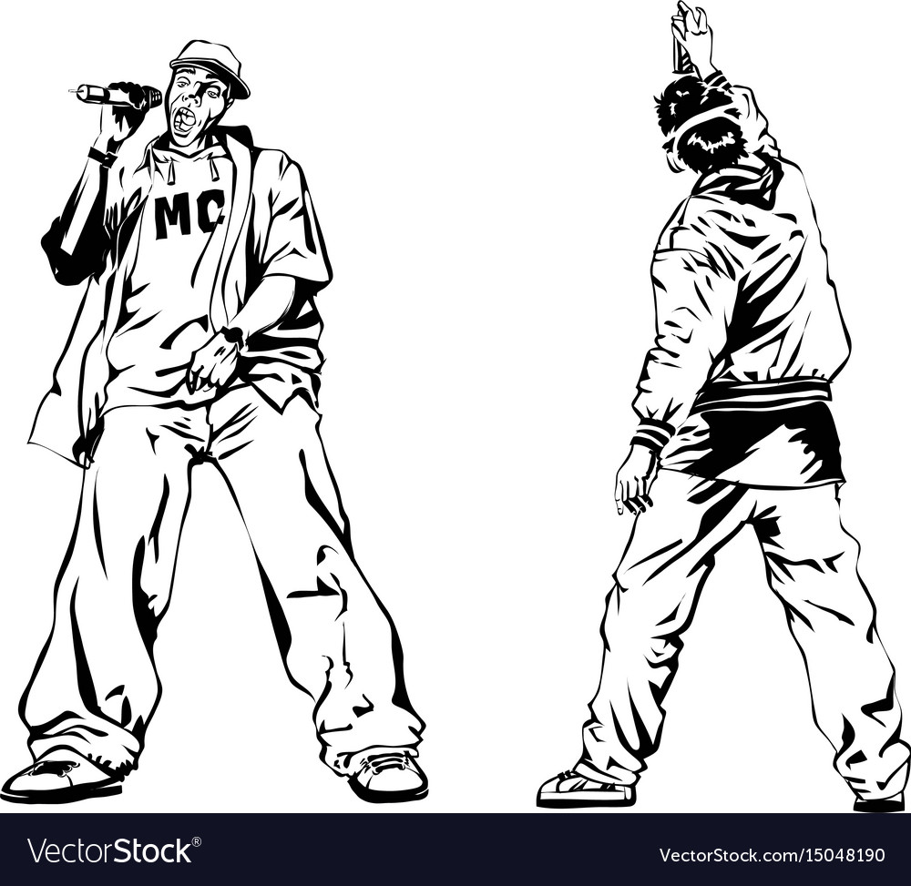 Raper and graffiti guy on white background Vector Image