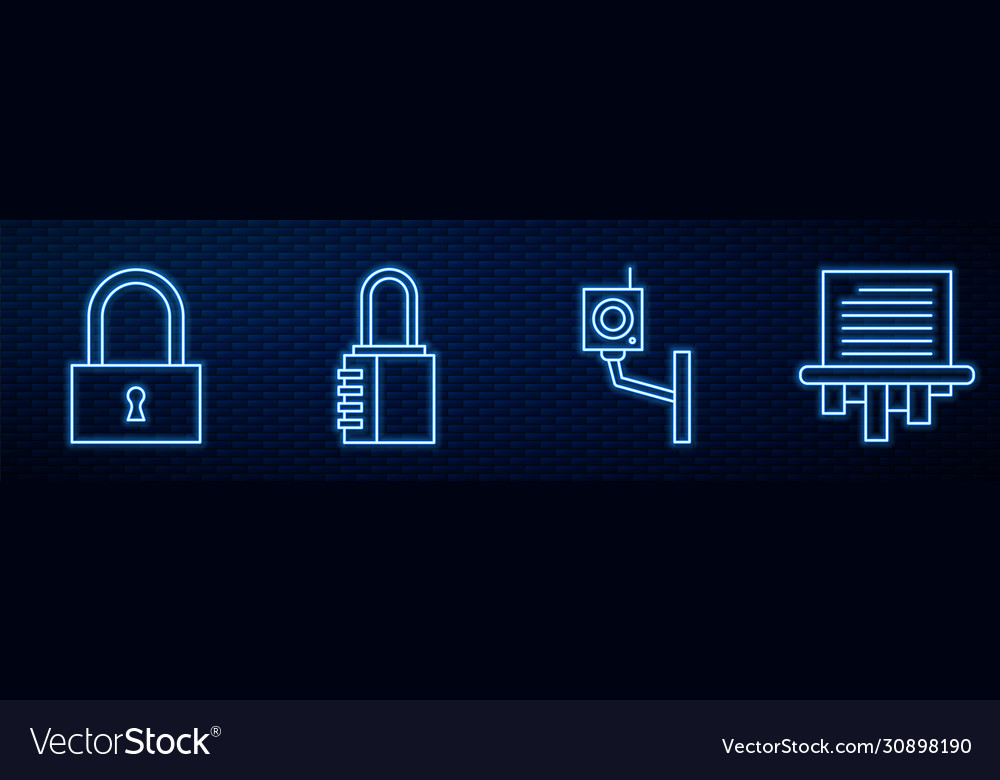 Set line security camera lock safe combination vector image Set line security camera lock safe combination