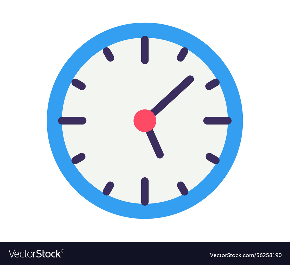 Time clock hour single isolated icon with flat vector image Time clock hour single isolated icon with flat