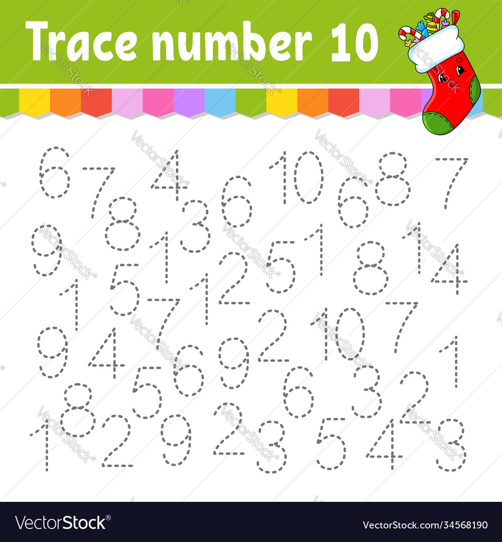 Trace number handwriting practice learning vector image Trace number handwriting practice learning