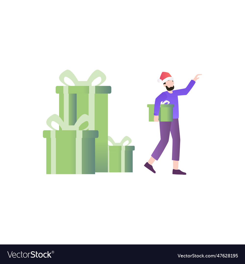 Boy is walking with a gift Royalty Free Vector Image