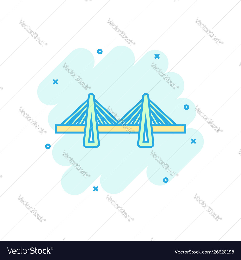 Bridge sign icon in comic style drawbridge Vector Image