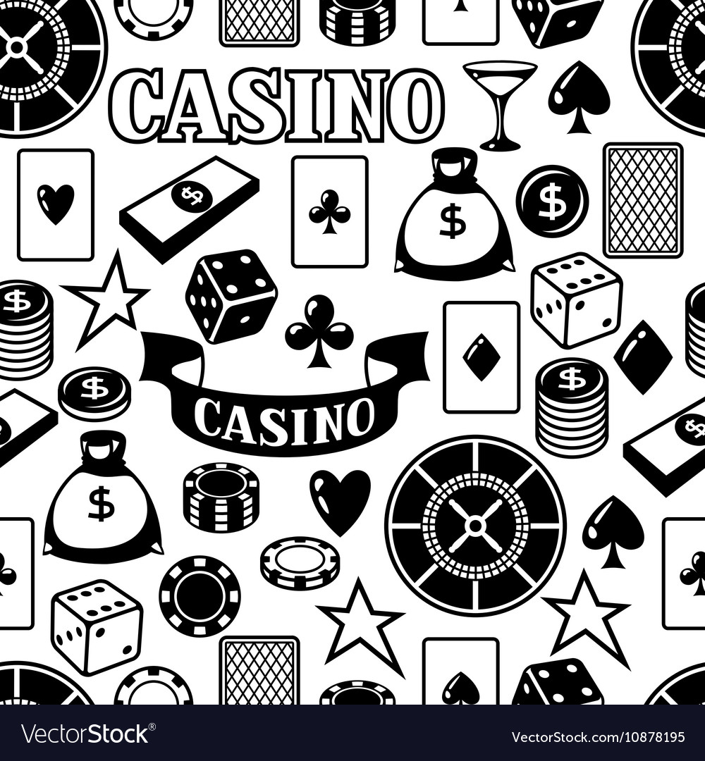 Casino gambling seamless pattern with game objects